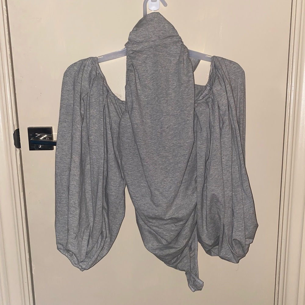 Gray body suit, backless